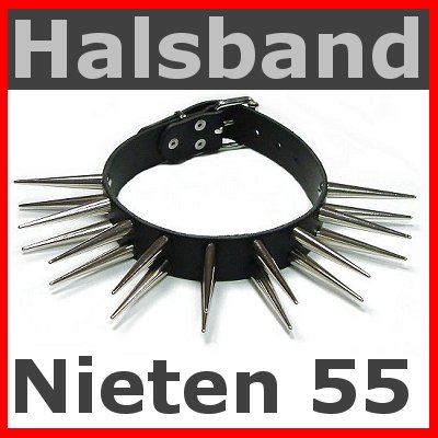 Nietenhalsband LEDER Killernieten 55mm (18) Larp Gothic